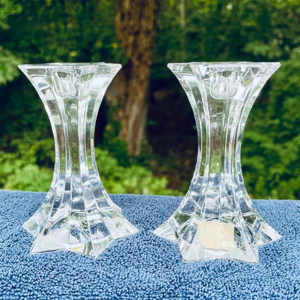 Mikasa Star of David clear crystal candle holders, set of 2